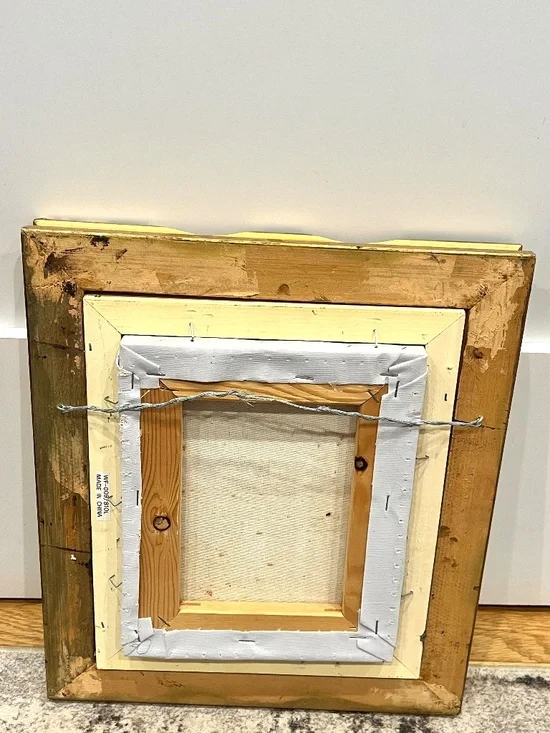 Vintage Oil Painting Parisian Street Gold Tone Ornate Frame 13" x 15" - Picture 8 of 14